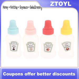 【ZTOYL】 1 4pcs mini dễ thương cà chua Ketchup chai nhỏ xách tay nước sốt container Salad Dressing container đựng thức ăn đựng thức ăn cho Bento hộp