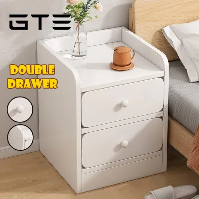 GTE 40cm Single / Double Drawer Minimalist Bedside Table Mini Open Countertop Simple Storage Cabinet - Fulfilled by GTE SHOP