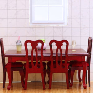 Sixth street 1 Piece DIY Accessories Miniatures Wooden Retro Simulation Dining Table Chair 1:12 Dollhouse Furniture Toy