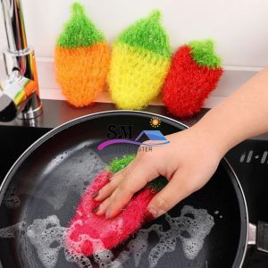 【READY STOCK】Strawberry Acrylic Fiber Dish Wash Cloth Polyester Yarn Dish Cloth Cleaning 纯手工钩花亚克力洗碗布