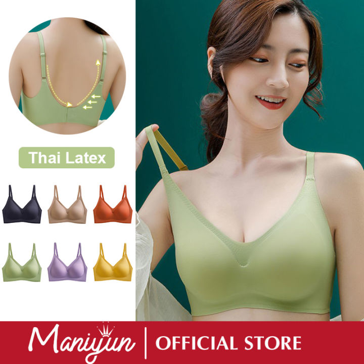 Maniyun 100% Original Thai Latex Push Up Bra Japan Oxygen Bra Women  Adjustable Non-wired Bra Lingerie 原装高质量