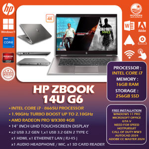 🔥HP  ZBOOK 14u G6 WORKSTATION LAPTOP - INTEL CORE i7 8TH GEN  - 16 GB RAM - 256 GB SSD - WIN 11 PRO - 1 YEAR WARRANTY🔥