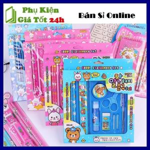 Bộ Dụng Cụ Học Tập 5 Món Gồm Bút Chì + Tẩy + Thước Kẻ + Gọt Bút Chì Cho Bé Yêu - Bộ Đồ Dùng Học Tập Đầy Đủ Cho Học Sinh Lớp 1