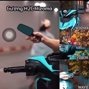 1Pair H2C Side Mirror Universal Motorcycle Aluminum Alloy Rearview Mirror Xmax/V1/V2 Anti-glare Blue Mirror with Short Leg