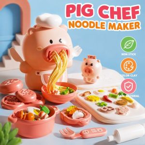 Starry Home.my Pig Chef Clay Noodle Machine Toy Set Ice Cream Molds Non Toxic Reusable 12 Color Clay For Kids