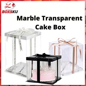 Heighten Transparent Cake Box Ready Stock birthday gift box packaging Premium Marble