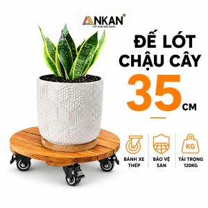 Đế Lót Chậu Cây Có Bánh Xe Đường Kính 35cm Tải Trọng 120Kg - Di Chuyển Chậu Cây Thường Xuyên Ở Văn Phòng Khách Sạn Và Các Khu Resort Sang Trọng