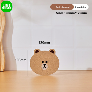 LINE FRIENDS Brown Placemat Heat-resistant Cork Table Protector LFB131