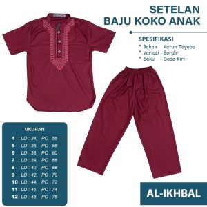 Setelan Baju Koko Anak Laki Laki Lengan Pendek Katun Toyobo