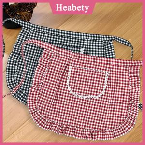 Heabety Tạp dề vuông kiểm tra nửa eo Tạp dề chất liệu cotton chống vết bẩn thoáng khí nấu ăn tại nhà quần áo làm việc phụ kiện nhà bếp