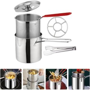 【Stok Tempatan】Tinggi & Mini Keluli Tahan Karat Tempura Deep Fryer Tall & Mini Stainless Steel Tempura Deep Fryer Oden Cooker Chicken French Fries Pot Pan Fry Goreng 油炸锅