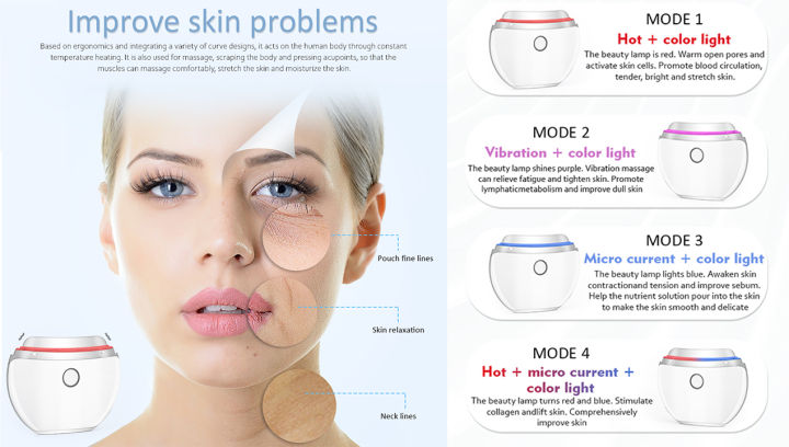EMS Face Guasha Scrapping Massager with Red/Blue/Purple Light 42° Heat Massage Microcurrent Face Lifting Body Relief