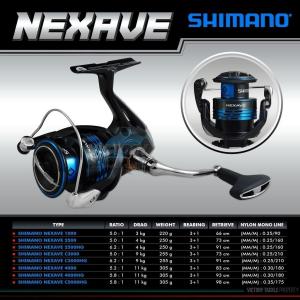 Reel Shimano NEXAVE 2021 1000 FI 2500 HG FI 3000 FI 3000 HG FI 4000 FI 6000 FE 8000 FE Spinning