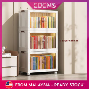 Edens 57cm Large Capacity Foldable Household 2 Doors Storage Cabinet For Snacks Toys Clothes And Quilts Storage Box Multi Layer Storage - Fulfilled by Edens