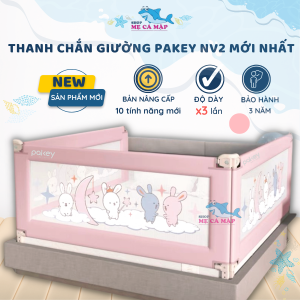 Thanh Chắn Giường Pakey NV2 Nâng Hạ Dạng Trượt Dễ Dàng Thanh Chắn Giường Có Khóa Xoáy 2 Chiều Bọc Xốp An Toàn Cho Bé