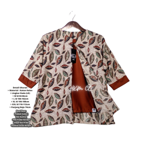Blus wanita Dewasa Batik Kantoran Modern Kombinasi Bolero Atasan Lengan Bahan Katun Adem Mewah