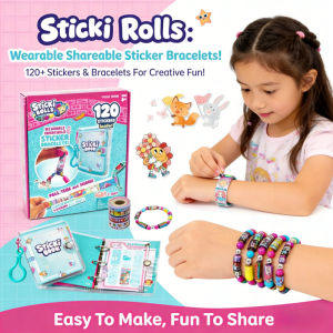 DIY Sticker Bracelet Set for Kids Girls Sticky Rolls Bands with Notebook Craft Gift for Children