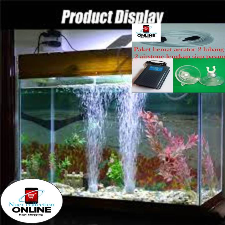 Paket full set aerator Pompa Gelembung Udara Aquarium dan Kolam Ikan 2 ...