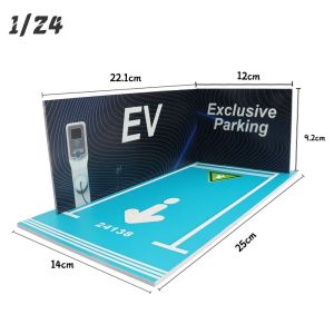 1:24 Scale Diecast Car Alloy Diorama PVC Simple Assembly Garage Parking Space Scene Miniature Model Display Case Decor for Boys