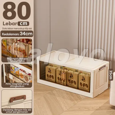 SALVO 50/60CM Tahan Lembablemari Plastik Pakaian Bayi Organizer Hemat Ruang Katrol Senyap Anti Debu Penyimpanan Serbaguna Lemari Susun Lemari Penyimpanan Wardrobe Organisers