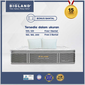 Paket dipan + Kasur Bigland Springbed ULTIMATE Plustop (FOAM ENCASED). Tebal Kasur 32 cm. Elegan & premium