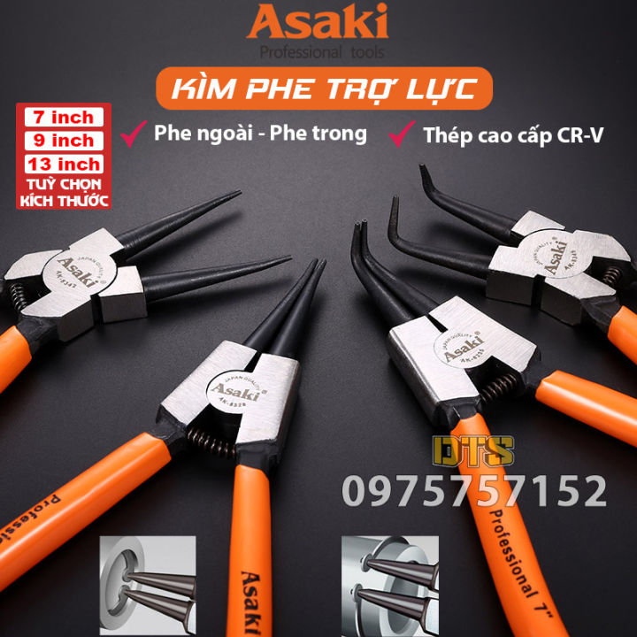 Bộ 4 Kìm tháo lắp phe Asaki đa năng chính hãng đủ kích thước 7'' 9'' 13 ...
