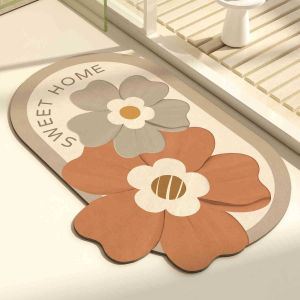 QUIVLOX Flower Bathroom Floor Mat Water Absorbent Quick Dry Rugs Diatomite Non Slip Entrance Doormat 40*60CM