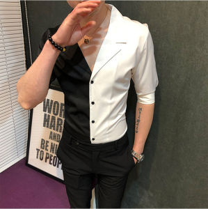 Áo sơ mi nam Áo sơ mi Tay lỡ phối 2 màu tạo điểm nhấn nổi bật cho chiếc áo.Chất liệu Lụa phi bóng mát mẻ mã H11