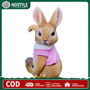 ของตกแต่งบ้านรูปปั้นกระต่ายเรซิ่นน่ารักสำหรับตกแต่งภายในและภายนอก สัญลักษณ์สัตว์น่ารักในสีธรรมชาติสำหรับสวนและลานบ้าน