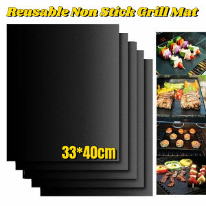 Reusable Grill Mats 33*40cm Grill Mats Non Stick BBQ Grill Mat Baking Mats Teflon BBQ Grill AccessoriesWorks on Gas Charcoal Electric Grill