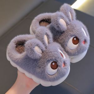 EYEGLASSES SHOP Anti Slip Cotton Slippers Home Slippers Big eyed Rabbit Winter Slippers Cute Anti-slip Fluffy Slippers Indoor