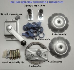 Bộ linh kiện giàn phơi dùng 1 thanh phơi Củ quay đơn 1 trục quay Phù hợp với yêu cầu của bạn