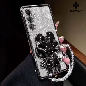 สำหรับ Samsung A16 A36 A56 A55 A35 A15 A25 A04S A05S A14 A24 A34 A54 A12 A13 A22 A52 มีสไตล์ High End ชุบโครเมียมซิลิโคนป้องกันการตกเคสโทรศัพท์ที่ใส่ & สายคล้องใส่โทรศัพท์น่ารัก