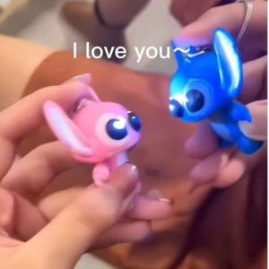 Disney Stitch LED Keychain Glowing Night Light Key Chain Pendants Cute Cartoon Lilo & Stitch Pendant Novelty Women Kids Gift