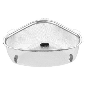🔰 SG SELLER > Triangle Stainless Steel Sink Drainer Kitchen Food Scraps Drain Basket Hangable Garbage Storage Wash