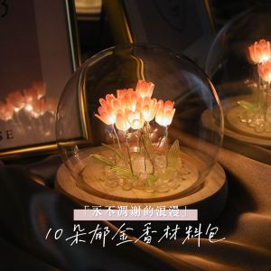 创意小夜灯郁金香材料包发光家居摆件送女友创意礼物氛围灯送闺蜜 Creative small night light atmosphere of home furnishing articles light present