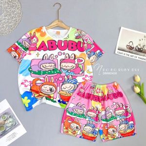 (7-75kg) Đồ bộ thun mẫu LABUBU cho mẹ và bé chất thun thái in 3D mềm mịn mát không nhăn k0 xù lông k0 bay màu ngocthaomevabe