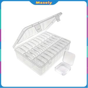 Masely Clear Plastic Storage Box 30 in 1 Portable Mini Divided Organizer for Jewelry Craft Small Parts