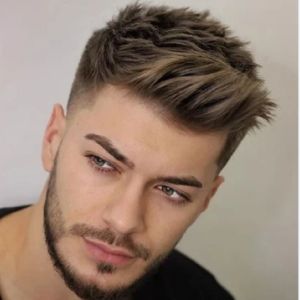 Wig European and American Foreign Trade Mens Wig Headgear Chemical Fiber Realistic Daily Life Fashion Brown Short Straight Hair Headgear