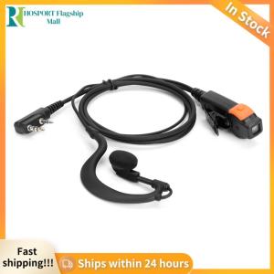 【HFM】 2 Pin Walkie Talkie Headset Earphones K-Plug PU Wired Earhook Headset Dual PTT G Type with Microphone for Kenwood Baofeng 888S TYT