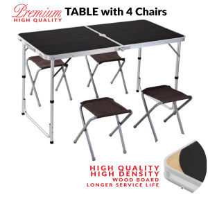 Black 120 x 60CM Folding Camping Table Foldable Picnic Table Outdoor Banquet Buffet Table Meja Kerusi Lipat Berkelah