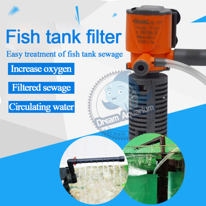 5w 3-in-1 Fish Tank Filter Portable Silent Aquarium Internal Filter 