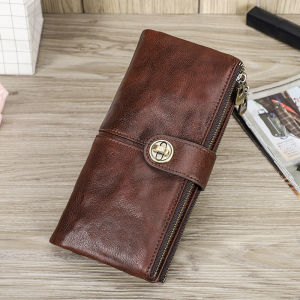 CONTACTS Genuine Leather Women Long Wallet With Zipper Phone Pocket Money Bag With AirTag Slot Female Clutch Wallets RFID Purse