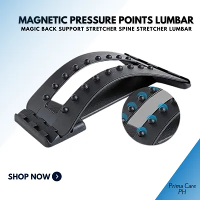 Magnetic Pressure Points Lumbar Traction Orthotic Magic Back Support Stretcher Spine Stretcher Lumbar Support Device for Back Stretching Pain Reliever Spinal Decompression