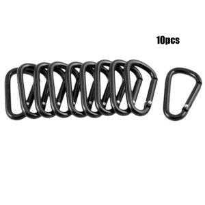 RBRY 1/5/10pcs black color  Safety Equipment Camping Hiking Hook Alloy Carabiner Black Climbing Button Buckle Keychain