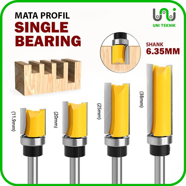 Mata Profil Lurus Single Bearing Flush Trimmer Straight Router Bits As ...