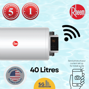 Rheem Slimline 40L WiFi Smart Storage Water Heater with Eco Smart Mode and Quick Heating