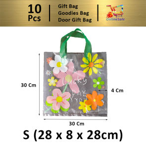 Gift Bag 10pcs Goodies Bag Door Gift (44)Premium Korean Hyuna Flower Birthday Wedding Party Snack Thank You Transparent Clear Tote Thick Plastic Bag