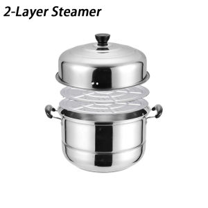 Steamer Cooker Steamer Pot 3 Layer Stainless Steel Steam Cooking Pots For Induction Cooker Gas Stove Steamer Pot Stainless Steel Pot 不銹鋼蒸鍋 28/32/34 cm