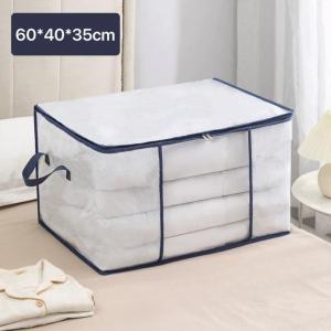 ThaiJoy ถุงเก็บของ กันฝุ่น PVC ใส ความจุขนาดใหญ ป้องกันเชื้อรา มีซิปรูดปิด กล่องพับได้ ที่เก็บของในบ้าน กระเป๋าเก็บผ้านวม จุได้มาก กระเป๋าใส่ผ้านวม โปร่งใสโปร่งใส ที่จัดระเบียบเสื้อผ้า ของใช้ในครัวเรือน แยกสิ่งของกันฝุ่นความชื้นกันฝุ่นจัดร
